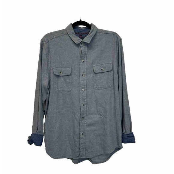 Woolrich Chamois Shirt Men’s Large Gray Long Sleeve Button Up Long Sleeve Cotton - Picture 1 of 11